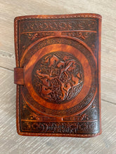 Load image into Gallery viewer, A6 Leather Journal Cover - Celtic Triskele - Brown