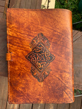 Load image into Gallery viewer, A4 Leather Journal Cover - Celtic Mother Earth - Brown