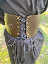 Load image into Gallery viewer, Steampunk/Medieval/Viking/ Lace up Leather Belt with front clasps