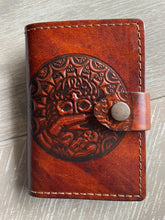 Load image into Gallery viewer, A7 Leather Notebook Cover - Celtic Mother Earth - Brown