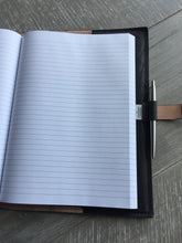 Load image into Gallery viewer, A5 Leather Journal Cover - Celtic Tree of Life with corner pieces - Brown - with Clasp