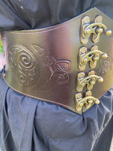 Load image into Gallery viewer, Steampunk/Medieval/Viking/ Lace up Leather Belt with front clasps