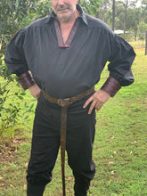 Load image into Gallery viewer, Medieval/Viking Leather Belts with Antique Brass Ring 1.5"