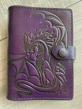 Load image into Gallery viewer, A6 Leather Journal Cover - Celtic Dragon 3 - Purple