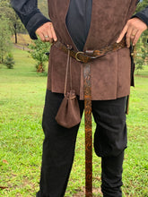Load image into Gallery viewer, Medieval/Viking Leather Belts with Antique Brass Ring 1.5"