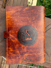 Load image into Gallery viewer, A5 Leather Journal Cover - Celtic Triskele - Brown