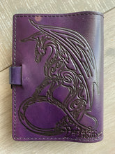Load image into Gallery viewer, A6 Leather Journal Cover - Celtic Dragon 3 - Purple