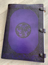 Load image into Gallery viewer, A3 Leather Journal Cover - Celtic Horses  - Purple