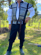 Load image into Gallery viewer, Embossed Medieval/Viking Leather Belts with Ring in choice of Black, Blue, Burgundy or Purple - Individually handmade