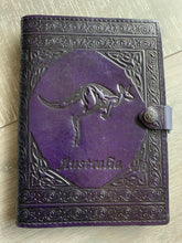 Load image into Gallery viewer, A5 Leather Journal Cover - Australian Kangaroo - Purple