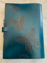 Load image into Gallery viewer, A4 Leather Journal Cover - Celtic Shy Fairy - Green