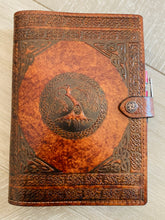 Load image into Gallery viewer, A5 Leather Journal Cover - Celtic Tree of Life with Double Chain of Life Border - Brown