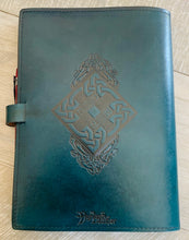 Load image into Gallery viewer, A4 Leather Journal Cover - Celtic Tree of Life - Green