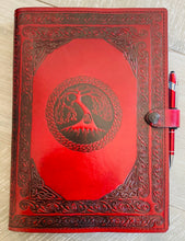 Load image into Gallery viewer, A4 Leather Journal Cover - Celtic Tree of Life - Red