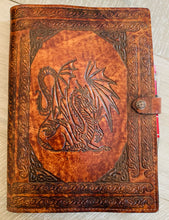 Load image into Gallery viewer, A4 Leather Journal Cover - Celtic Dragon 1 - Brown