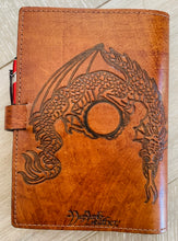 Load image into Gallery viewer, A5 Leather Journal Cover - Celtic Dragon 1 - Brown