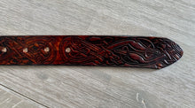 Load image into Gallery viewer, Handmade Leather Belt Full Grain - Hand Dyed brown, Individually Embossed with Celtic design & removable buckle 1.5"/38mm
