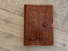 Load image into Gallery viewer, A6 Leather Journal Cover - Celtic Knots - Brown