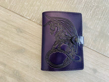 Load image into Gallery viewer, A6 Leather Journal Cover - Celtic Dragon 4 - Purple