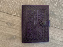Load image into Gallery viewer, A6 Leather Journal Cover - Celtic Knots 2 - Purple