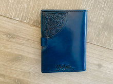 Load image into Gallery viewer, A6 Leather Journal Cover - Celtic Mother Earth - Blue
