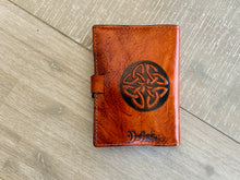 Load image into Gallery viewer, A6 Leather Journal Cover - Celtic Mother Earth - Brown