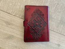 Load image into Gallery viewer, A6 Leather Journal Cover - Celtic Mind Body Spirit - Burgundy