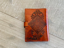 Load image into Gallery viewer, A6 Leather Journal Cover - Celtic Shield Knot - Brown