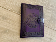 Load image into Gallery viewer, A6 Leather Journal Cover - Celtic Hounds 2 - Purple