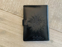 Load image into Gallery viewer, A6 Leather Journal Cover - Celtic Tree of Life with Corner Pieces - Black