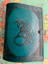 Load image into Gallery viewer, A4 Leather Journal Cover - Celtic Dragon 4 - Green
