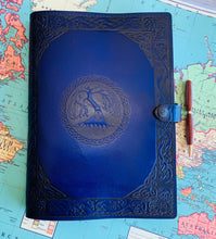 Load image into Gallery viewer, A4 Leather Journal Cover - Celtic Tree of Life - Blue