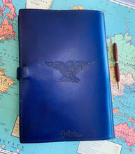 Load image into Gallery viewer, A4 Leather Journal Cover - Celtic Shield Knot - Blue
