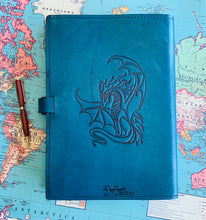 Load image into Gallery viewer, A4 Leather Journal Cover - Celtic Dragon 2 - Green