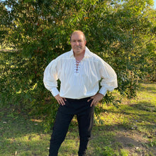 Load image into Gallery viewer, Medieval or Pirate shirt 100% Cotton with cuff - Ivory or Black