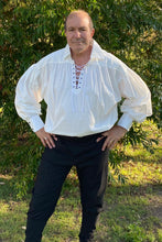 Load image into Gallery viewer, Medieval or Pirate shirt 100% Cotton with cuff - Ivory or Black