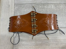 Load image into Gallery viewer, Steampunk/Medieval/Viking/ Lace up Leather Belt with front clasps