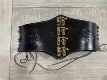 Load image into Gallery viewer, Steampunk/Medieval/Viking/ Lace up Leather Belt with front clasps