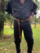 Load image into Gallery viewer, Medieval/Viking Leather Belts with Antique Brass Ring 1.5"