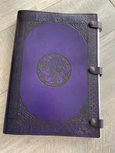 Load image into Gallery viewer, A3 Leather Journal Cover - Celtic Horses  - Purple