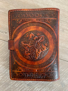 A6 Leather Journal Cover - Celtic Triskele - Brown