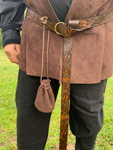 Load image into Gallery viewer, Medieval/Viking Leather Belts with Antique Brass Ring 1.5&quot;
