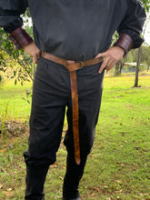 Load image into Gallery viewer, Medieval/Viking Leather Belts with Antique Brass Ring 1.5&quot;
