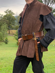 Medieval Suede Tunic or Jerkin with optional Buckle detail