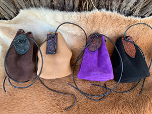 Medieval Suede Leather Pouches Individually handmade - Coin Pouch - Drawstring Pouch