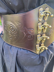 Steampunk/Medieval/Viking/ Lace up Leather Belt with front clasps