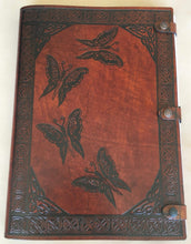 Load image into Gallery viewer, A3 Leather Journal Cover - Celtic Fairies - Brown
