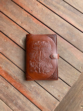 Load image into Gallery viewer, Celtic Leather Journal A5 Individually handmade - Embossed with Sacred Tree - choice of 4 colours
