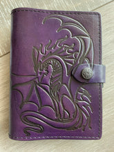 Load image into Gallery viewer, A6 Leather Journal Cover - Celtic Dragon 3 - Purple
