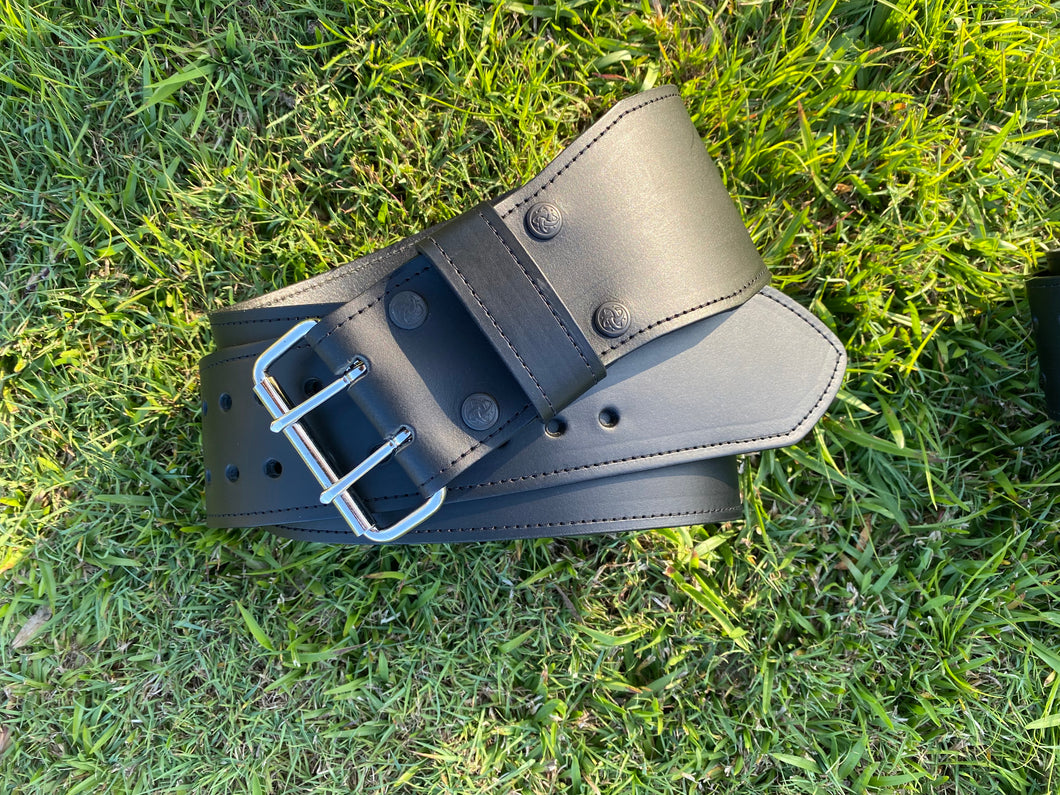 Wide Leather Belt Full Grain - Individually Handmade with removable buckle 4